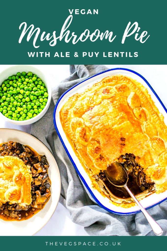 This Vegan Mushroom Pie with Ale & Puy Lentils is a hearty comfort food supper - perfect with roast potatoes, chunky chips or mash!