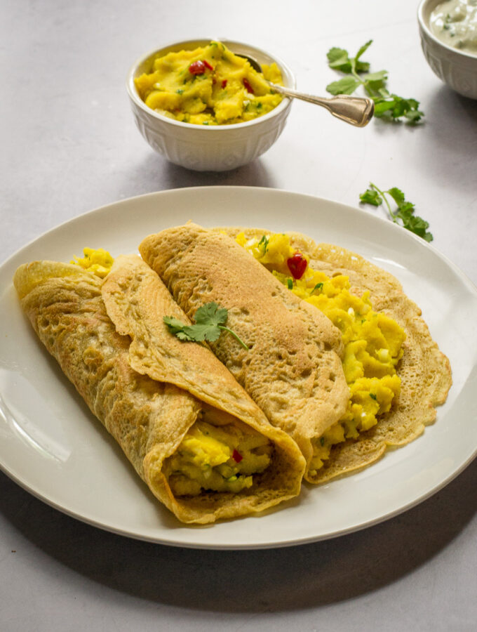 Indian Pancakes with Spiced Potato Filling The Veg Space