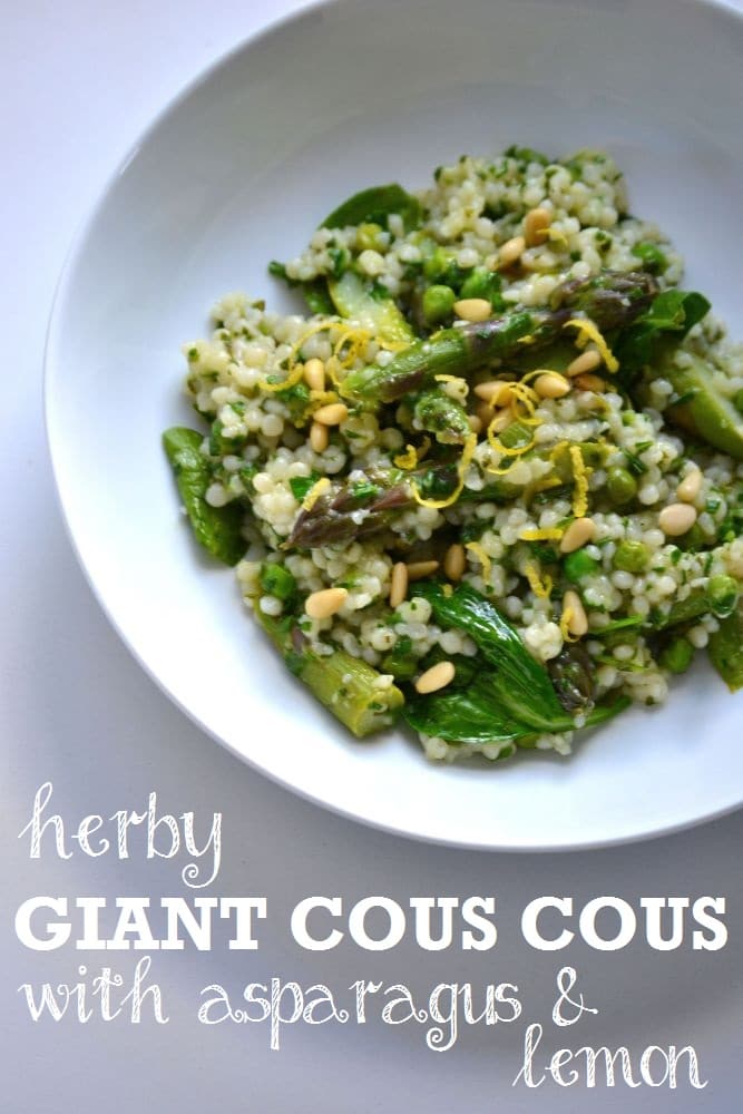 Herby Giant Cous Cous with Asparagus & Lemon