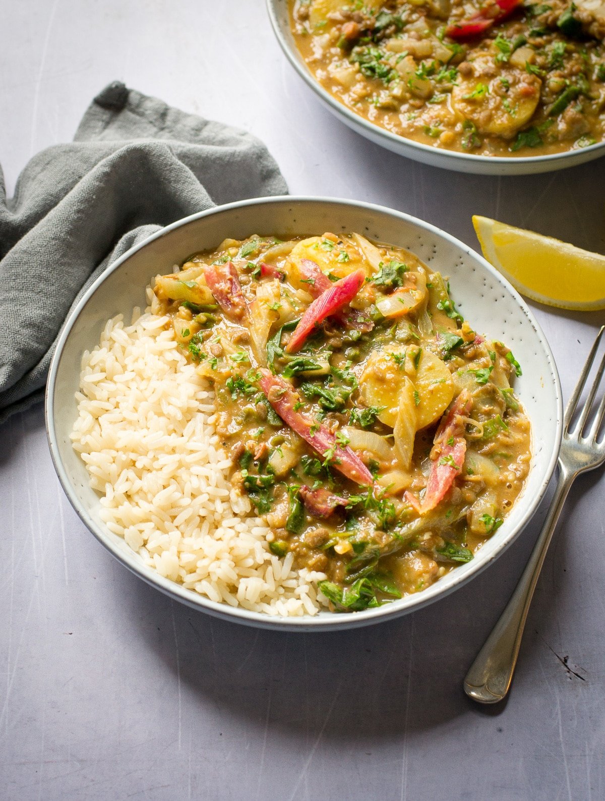 image of Swiss Chard Curry With Potato & Lentils recipe by The Veg Space