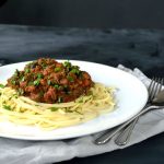 Tipsy Linguine with Red Wine Olive & Pinto Bolognese | The Veg Space