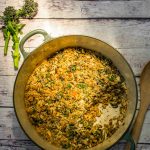 Purple Sprouting Broccoli Farro Risotto Bake