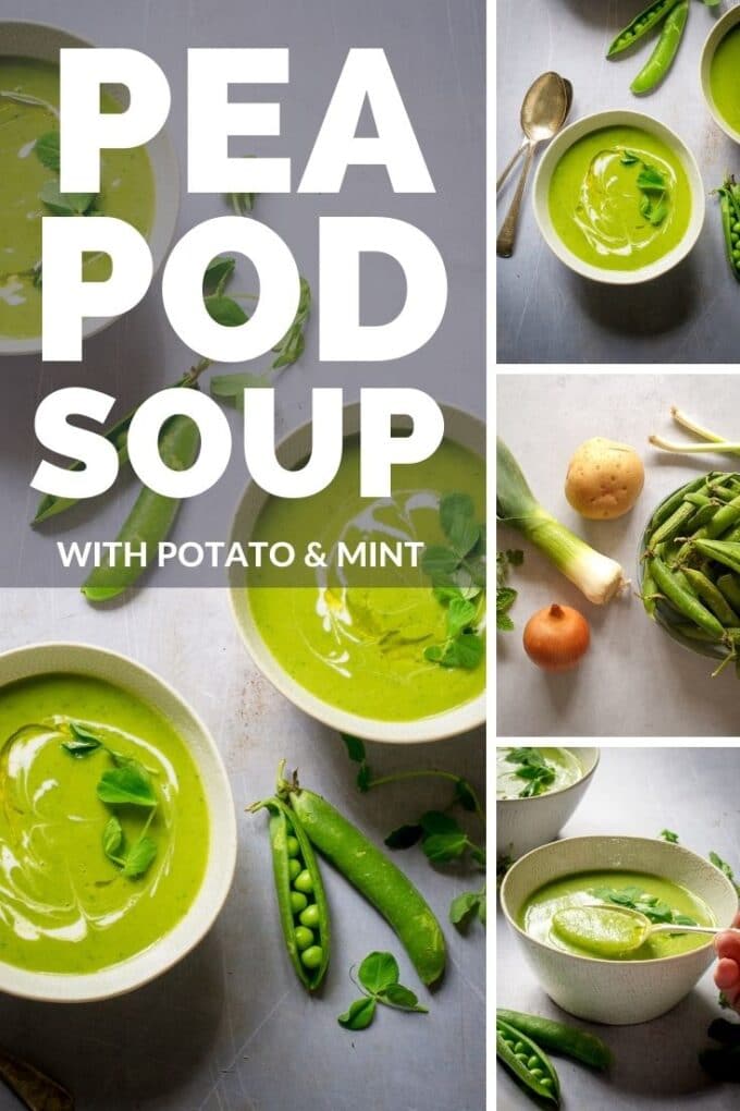 Pinterest image for pea pod soup