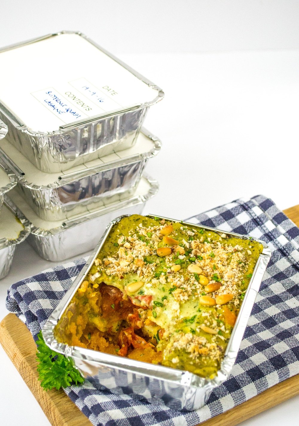 Roasted Squash & Creamy Pesto Vegan Lasagne