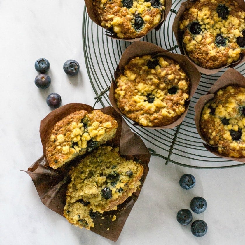 These easy Vegan Blueberry Muffins with Streusel Topping are totally more-ish and so easy to make. #vegan #plantbased | thevegspace.co.uk