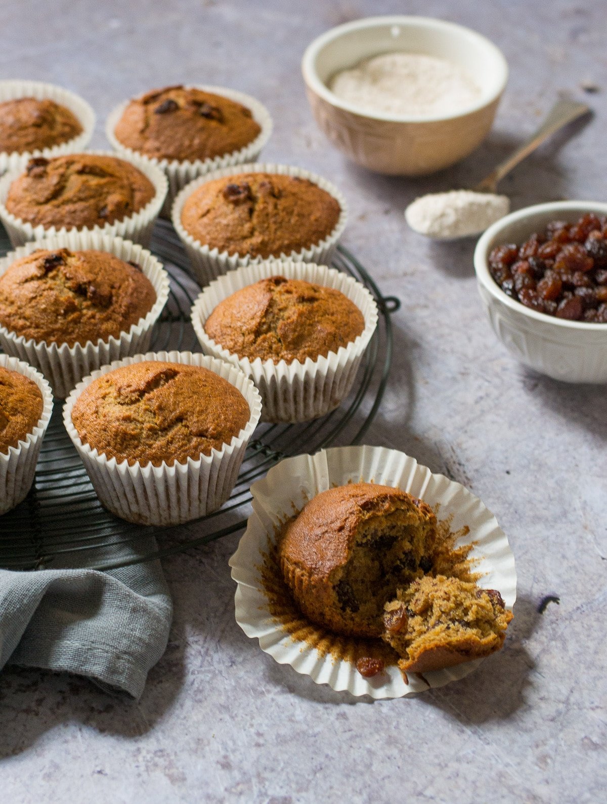 Vegan Banana Muffins with cinnamon & raisin | The Veg Space