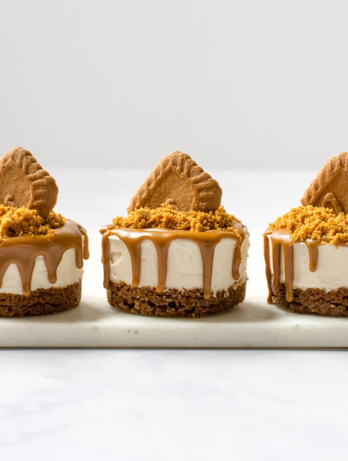 three mini Biscoff Cheesecakes